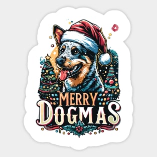 Merry Dogmas Blue Heeler Christmas Edition Sticker